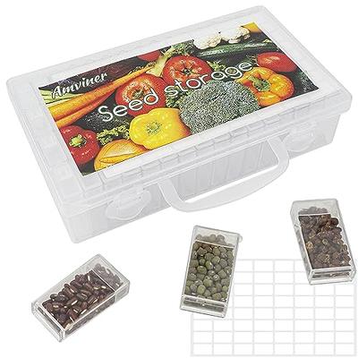 GLOCHYRA Seed Packet Storage Box Garden Seed Storage Organizer - Seed Container Comes with 100 Plant Labels, 10 Seed Envelopes, Marker Pen