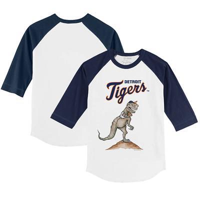 Women's Tiny Turnip White/Navy Atlanta Braves 2023 Spring Training 3/4-Sleeve Raglan T-Shirt