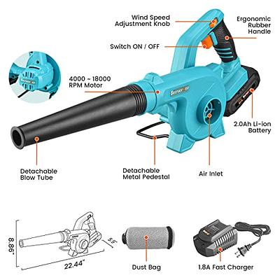 Berserker 20V Leaf Blower Cordless 4.0Ah Battery Operated and Charger  Included,2-in-1 Compact Electric Powered Handheld Lightweight  Variable-Speed Yard Vacuum for Lawn Care,Snow Blowing,Dust Cleaning - Yahoo  Shopping