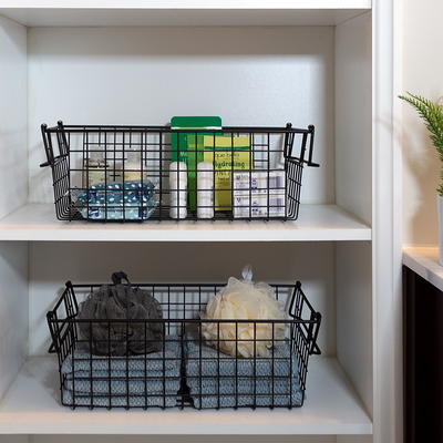 Set of 2 Storage Bins - Basket Set for Toy, Kitchen, Closet, and Bathroom  Storage - Large Shelf Organizers (Black) - Yahoo Shopping