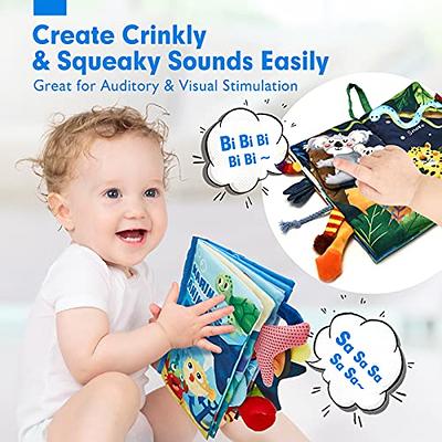  beiens Baby Books Toys, Touch and Feel Crinkle Cloth Book for  Infant Baby 0-3-6-12-18 Months, Early Development Interactive Stroller Soft  Toys, Shower Gifts Christmas Stocking Stuffers for Boys Girls : Toys