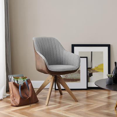 Mid-Century Swivel Office Chair - Wood Legs