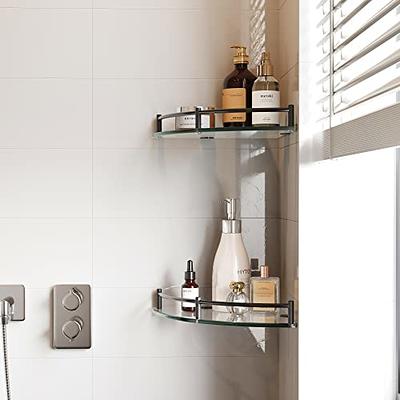 Forbena White Floating Shelves for Bathroom Organizer Over Toilet, Bathroom  Shelves Wall Mounted with Towel Rack, Small Corner Wall Shelf for Bedroom