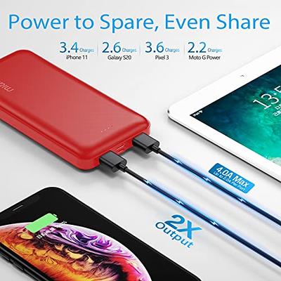 Miady 2-Pack 15000mAh Portable Charger, Power Bank/w Two 5V/2A USB Output  Ports and USB C Fast Input, Portable Phone Charger Compatible with iPhones,  Android Smartphones and More (Red+Blue) - Yahoo Shopping