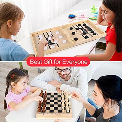  4 Pack Amazing Fun Family Board Games of Backgammon, Card  Shuffler & Cards, Chess Set with A Sling Puck Folding Game. : Toys & Games