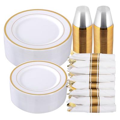 200pc Gold Plastic Plates - 100 Dinner Plates & 100 Salad Plates, Party Plates  Disposable Heavy Duty - Dessert, Appetizer - AliExpress