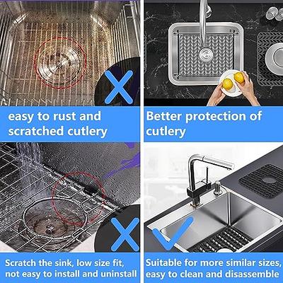 JIUBAR kitchen sink mats, sink protectors for kitchen sink,silicone sink mat,Sink  Mat Grid 26''x 14'' for Bottom of Farmhouse Stainle