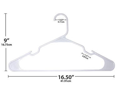 Mainstays Slim Clothes Hangers, 10 Pack, White, Durable Plastic