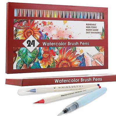 Watercolor Brush Pens Vibrant Markers Pre-Filled Color Precision Soft  NylonBrush