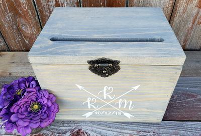 Wedding Card Box With Slit and Lock Options Engraved Wood 