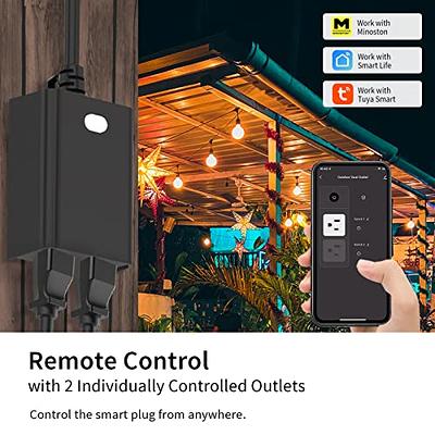 15A Smart Plug Outdoor WiFi Plug Waterproof 2 Outlet Switch For Tuya