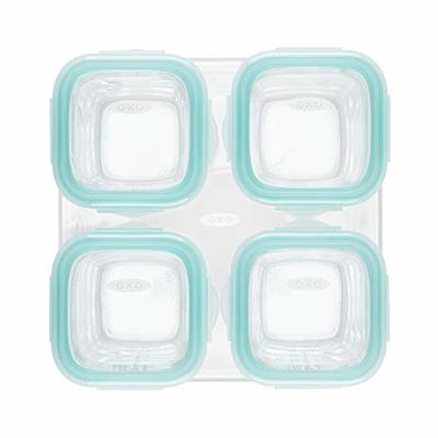 Oxo Pop 4pk Plastic Mini Square Food Storage Container Set White : Target