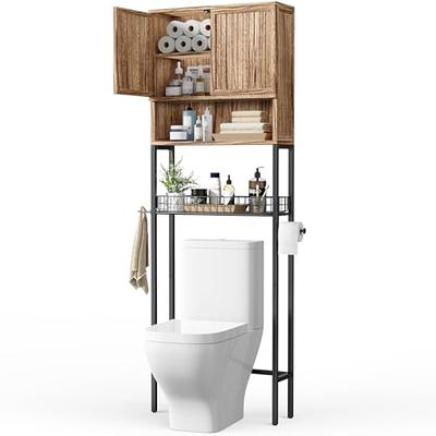 FLYZC Over The Toilet Storage Cabinet, Over Toilet Bathroom Organizer with  Toilet Paper Holder Stand, Bathroom Storage Cabinet Over Toilet, Over