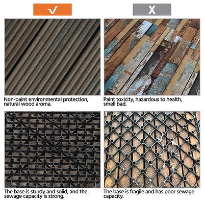 Smilemart 12 x 12 Interlocking Wood Flooring Tiles for Deck, Pack of 27, Brown Mats, Size: 12 x 12 x 1 inch (Large x W x Thickness)