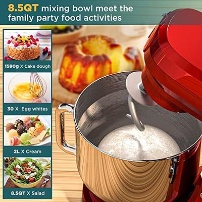 Stand Mixer, 8.5QT 8 in 1 Multifunctional Kitchen Electric Mixer with Dough  Hook, Whisk, Beater,Meat Grinder, Blender, Pasta attachment, 5-Speed with