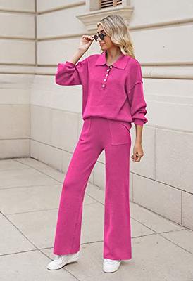 Pink Queen Travel Outfits For Women 2 Piece Knit Set Pullover