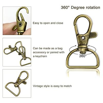 Paxcoo 60Pcs Swivel Snap Hooks and D Rings for Lanyard and Sewing Projects  (1” Inside Width)