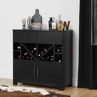 Alpine Furniture Flynn Small Bar Cabinet, Black 966BLK-17