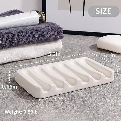 Self Draining Soap Dish, Ceramic Soap Holder Marble Appearance Soap Dish  for Bar Soap, for Bathroom, for Shower, for Bar Counter