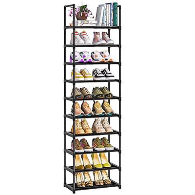 TIMEBAL 9 Tier Shoe Rack Organizer, 32-40 Pairs Shoe Storage Shelf, Shoe Stand with 2 Hooks, Shoe Rack for Closet, Stackable Sho
