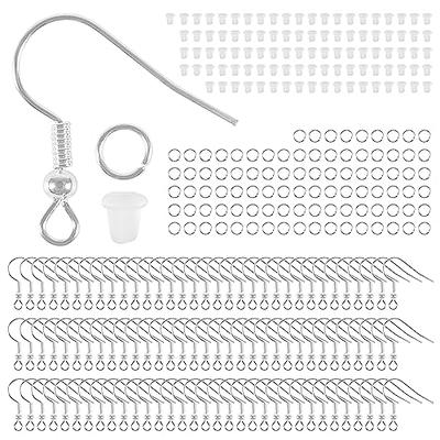 925 Sterling Silver Earring Hooks Kit, 100 Pcs Silver Ear Wires Fish Hook  and 100 Pcs Clear Earring Backs, Hypoallergenic Ear Wire Hooks for DIY  Jewelry Customize Making(Silver) : : Home 