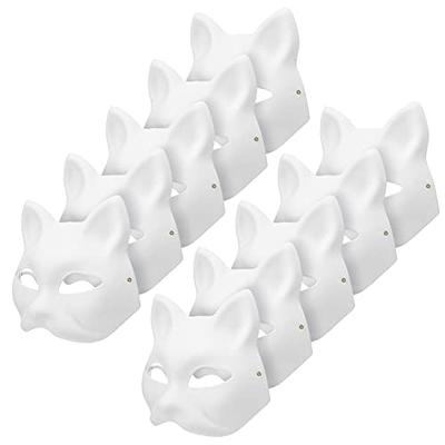 5 Pcs therian mask white fox mask DIY paper masks Cat mardi gras