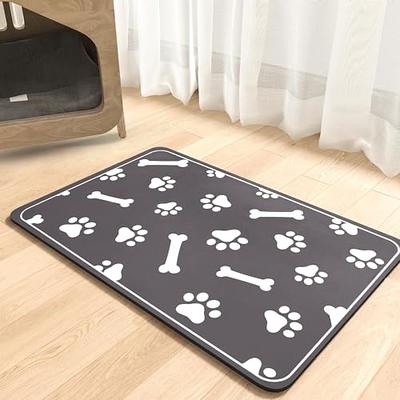  SHARKWOOD Dog Food Mat, Absorbent Waterproof Dog Water Mat Bowl  Mat, Dog Mat for Food and Water, Non Slip Pet Food Mat, Rubber Backing Dog  Mats for Floor(Dog Paw, Dark Grey