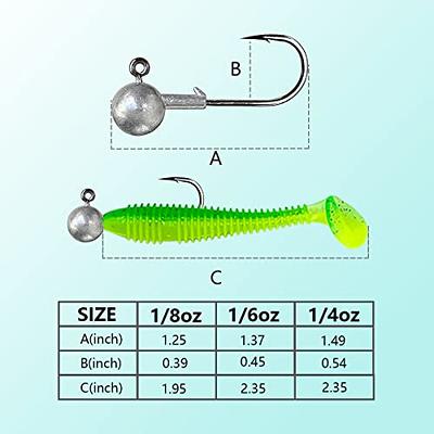 Jig Heads Round Hook size 1/0 Perch Pike Soft Lure Fishing LRF Set