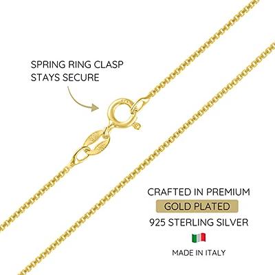 KISPER Italian 18K Gold Plated 925 Sterling Silver Diamond Cut Box Link Chain  Necklace – for Women & Men with Spring Ring Clasp – Made in Italy, 24 -  Yahoo Shopping