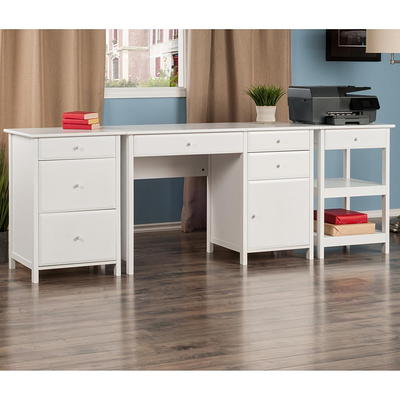 Home Office Deluxe Storage Computer Desk White - Saracina Home