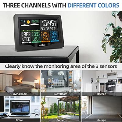 Weather Stations Wireless Indoor Outdoor with Multiple Sensors, SZFZMZ  Color Display Weather Station Indoor Outdoor Thermometer Wireless Weather