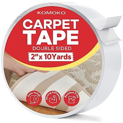 YYXLIFE Double Sided Carpet Tape for Area Rugs Carpet Adhesive Rug Gripper  Removable Multi-Purpose Rug Tape Cloth for Hardwood Floors,Outdoor Rugs,Carpets  Heavy Duty Sticky Tape,2Inch x 10 Yards,White 