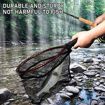 PLUSINNO Floating Fishing Net for Steelhead, Salmon, Fly, Kayak, Catfish,  Bass, Trout Fishing, Rubber Coated Landing Net for Easy Catch & Release