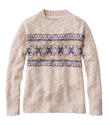 L.L.Bean Classic Ragg Wool Crew Neck Long Sleeve Intarsia Sweater - S