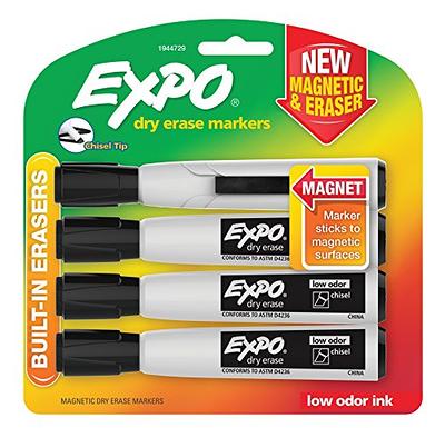 EXPO Black Dry Erase Markers, 8 Count Pack, Chisel Tip (Low-Odor)