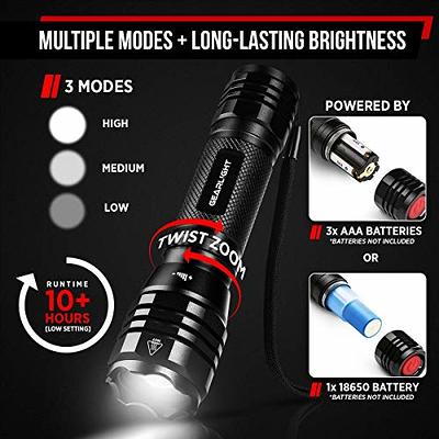 PeakPlus LED Tactical Flashlights High Lumens, Zoomable, 5 Modes