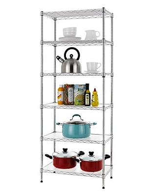 Finnhomy 8-Tier Wire Shelving Unit Adjustable Steel Wire Rack Shelving 8  Shelves Steel Storage Rack or Two 4-Tier Shelving Units with PE mat,  Leveling