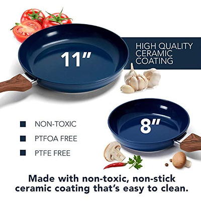 Phantom Chef 8 inch & 11 inch Fry Pan with Wood Handle and Aluminum Body –  Navy - Yahoo Shopping