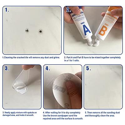 Faburo Fiberglass Tub Repair Kit White, Porcelain Repair Kit White, Tile  Repair Kit for Fix Crack Hole Scratch and Dent Bathtub Chip Fix, Porcelain