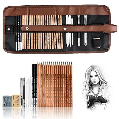 Heshengping, 41pcs Sketching Pencil Set Drawing Sketch Kit Graphite Pencils  Charcoal Pencils Watercolor Pencils Blending Stumps 50page sketchbook