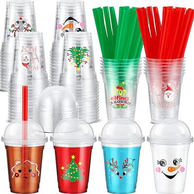 Kids Christmas Cups With Lid and Straw Kids Christmas Party Favors