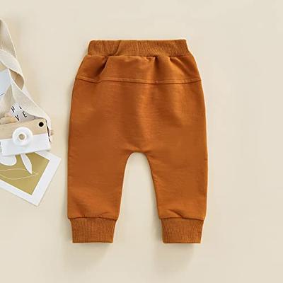 Boys Solid Brown Cord Joggers