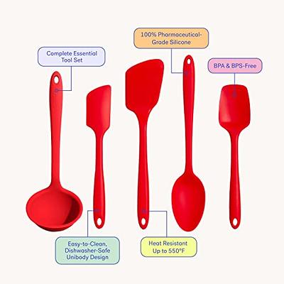 Miusco Non-Stick Silicone Kitchen Utensils Set with Natural Acacia