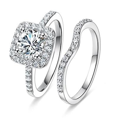 Gold Plated Cubic Zirconia Engaement Ring Set