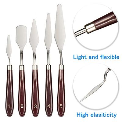 5 Pcs Painting Knife Set, Spatula Art Palette Knife Stainless Steel Oil  Painting Scraper with Wooden Handle Oil Paint Accessories for Art Paint  Color