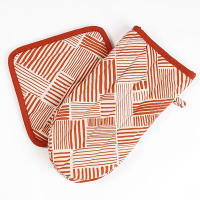 2pc Cotton Striped Oven Mitt And Pot Holder Set Yellow - Threshold™ : Target