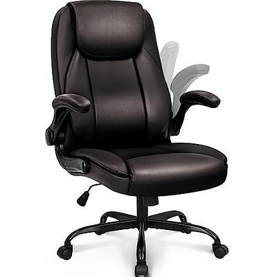 Youhauchair Executive Office Chair, Ergonomic Home Office Desk Chairs, PU  Leather Computer Chair with Lumbar Support, Flip-up Armrests and Adjustable