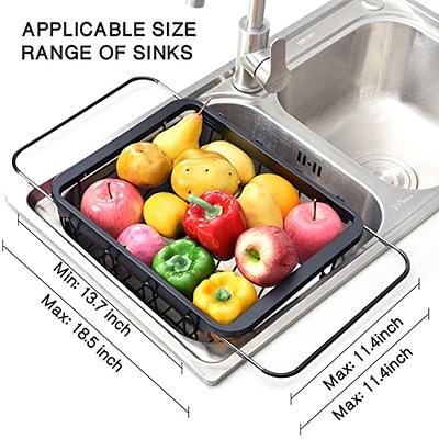 Kitchen Adjustable Dish Drying Rack Sink Expandable Stainless Steel Dish  Rack