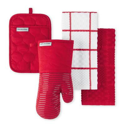 KitchenAid Gingham 2-Pack Mini Oven Mitt Set Passion Red