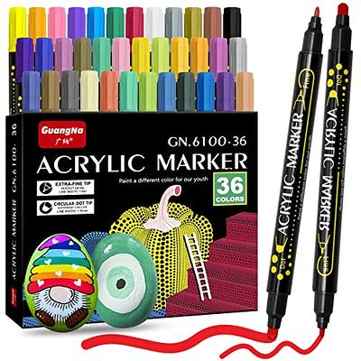 Paint Pens for Rock Painting, Stone, Ceramic, Glass, Wood. Set of 12 Acrylic Paint Markers Extra-Fine Tip